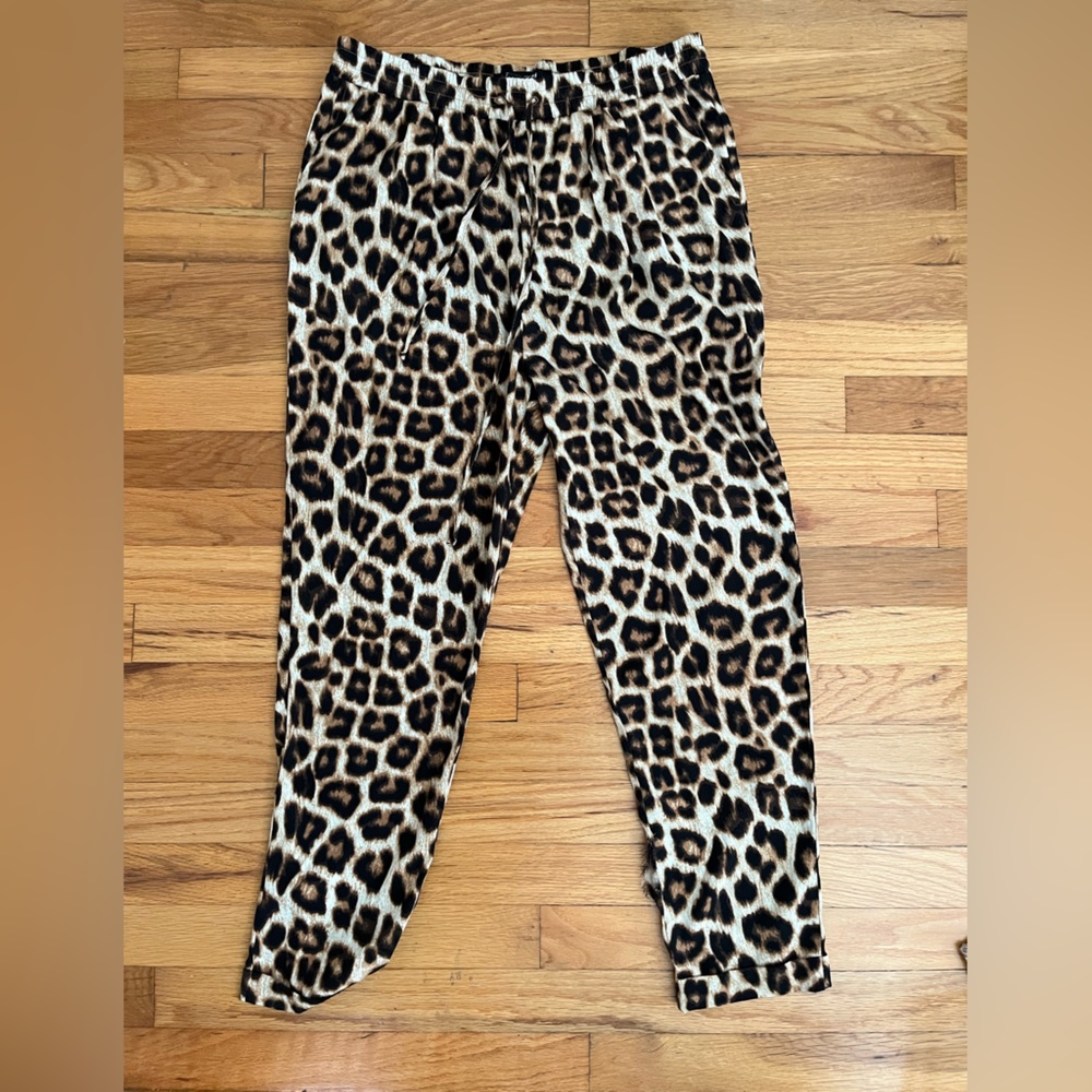 Leopard drawstring pants